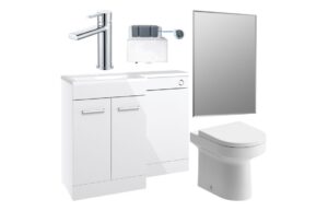 Henlow 1000mm Furniture & BTW WC Pack - White Gloss (LH)