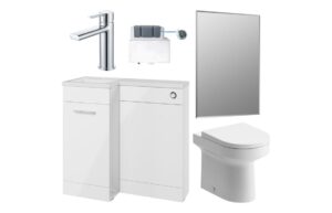 Henlow 900mm Furniture & BTW WC Pack - White Gloss (LH)