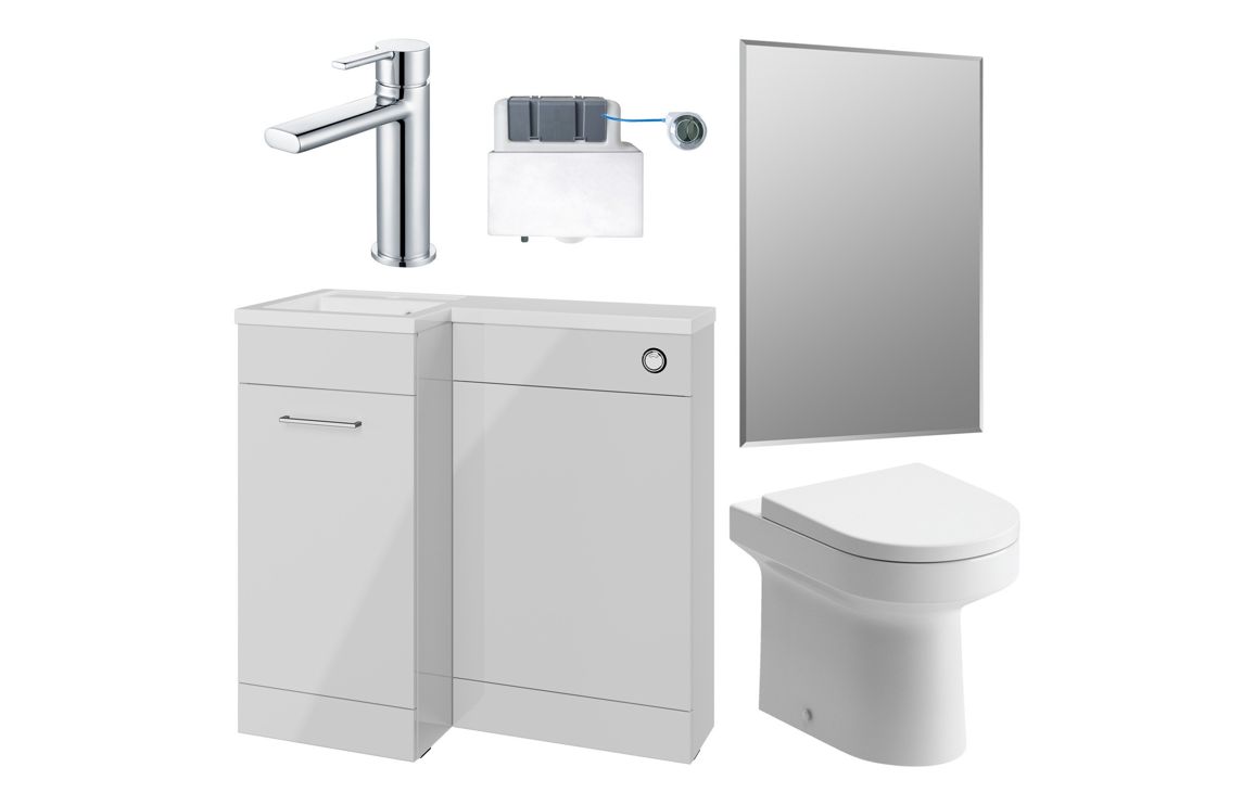Henlow 900mm Furniture & BTW WC Pack - Grey Gloss (LH)