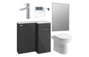 Henlow 900mm Furniture & BTW WC Pack - Anthracite Gloss (RH)