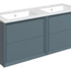 Harpenden 1210mm Wall Hung 4 Drawer Basin Unit & 2TH Thin Edge Basin - Matt Storm Blue
