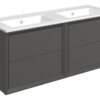 Harpenden 1210mm Wall Hung 4 Drawer Basin Unit & 0TH Thin Edge Basin - Matt Clay