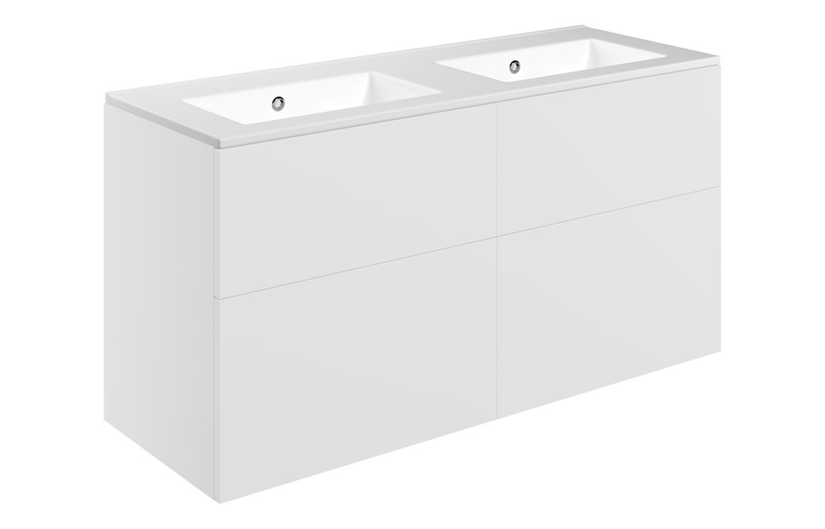 Cuffley 1210mm Wall Hung 4 Drawer Basin Unit & 0TH Basin - Matt White