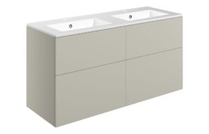 Cuffley 1210mm Wall Hung 4 Drawer Basin Unit & 2TH Basin - Matt Latte