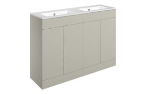 Cuffley 1210mm Floor Standing 4 Door Basin Unit & 2TH Basin - Matt Latte