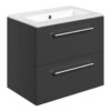 Malvern 610mm Wall Hung 2 Drawer Basin Unit & 0TH Thin Edge Basin - Anthracite Gloss