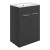 Malvern 610mm Floor Standing 2 Door Basin Unit & 0TH Thin Edge Basin - Anthracite Gloss