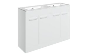 Malvern 1210mm Floor Standing 4 Door Basin Unit & 0TH Thin Edge Basin - White Gloss