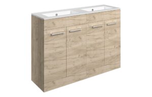Malvern 1210mm Floor Standing 4 Door Basin Unit & 0TH Thin Edge Basin - Oak