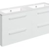 Malvern 1210mm Wall Hung 4 Drawer Basin Unit & 2TH Thin Edge Basin - White Gloss