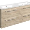 Malvern 1210mm Wall Hung 4 Drawer Basin Unit & 2TH Thin Edge Basin - Oak