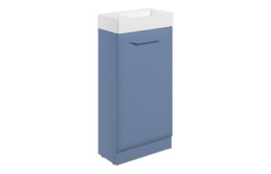 Baldock 410mm Floor Standing 1 Door Cloakroom Basin Unit w/1TH Basin - Matt Misty Blue