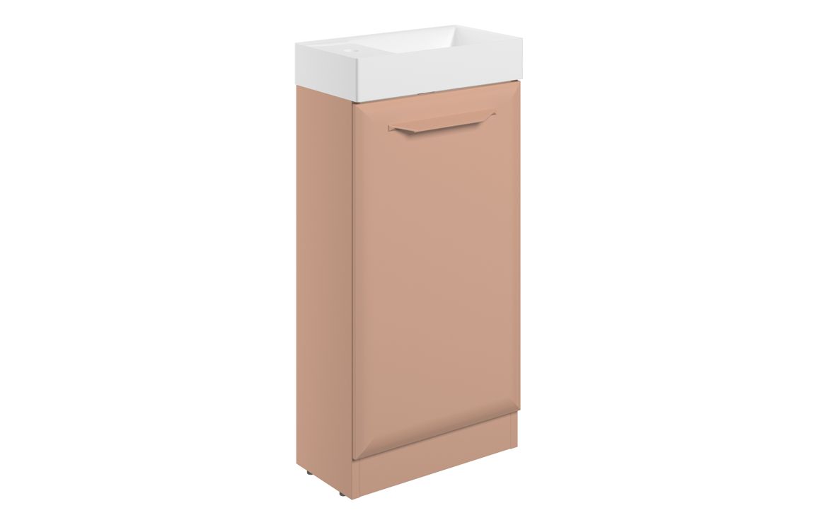 Baldock 410mm Floor Standing 1 Door Cloakroom Basin Unit w/1TH Basin - Matt Apricot