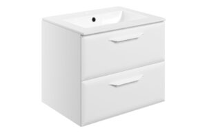Baldock 615mm Wall Hung 2 Drawer Basin Unit w/1TH Basin - Matt White