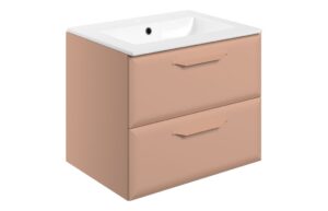 Baldock 615mm Wall Hung 2 Drawer Basin Unit w/1TH Basin - Matt Apricot