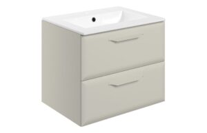 Baldock 615mm Wall Hung 2 Drawer Basin Unit w/1TH Basin - Matt Latte