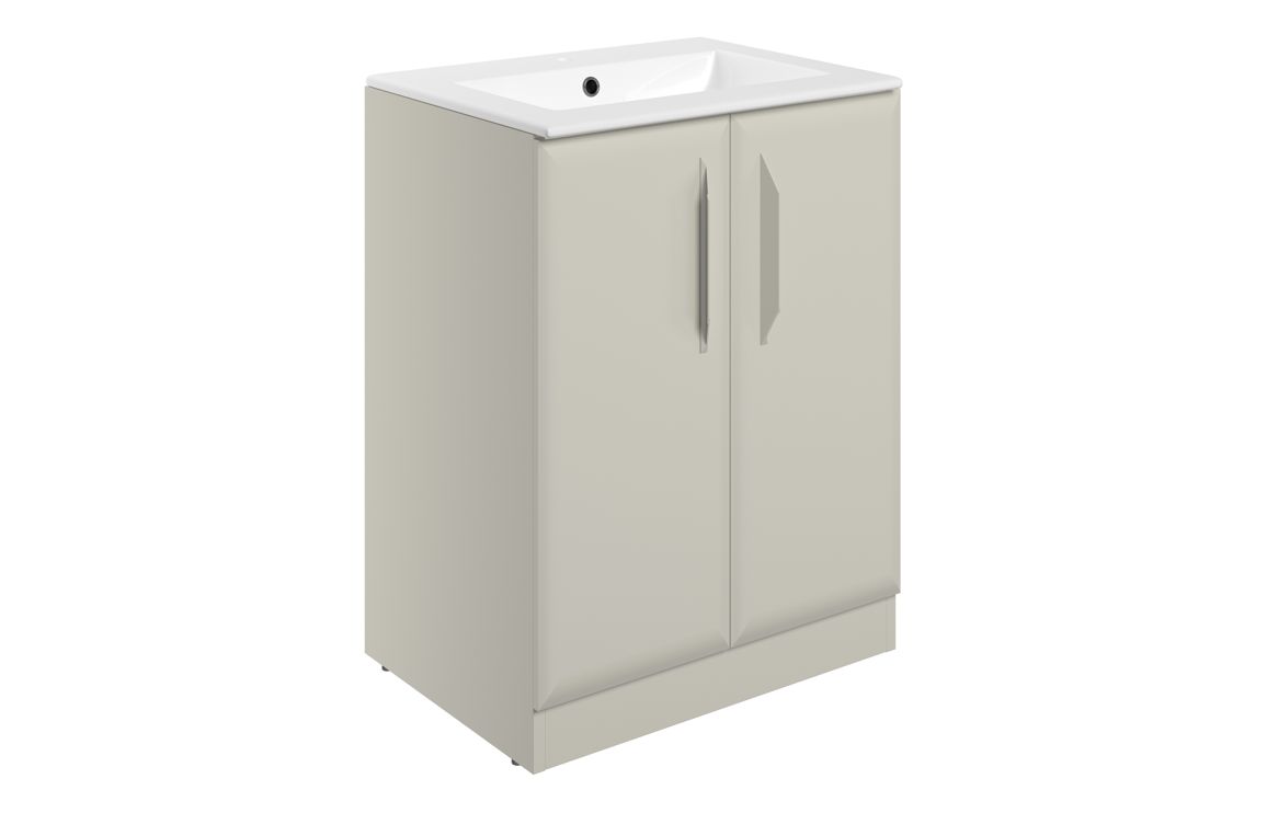 Baldock 615mm Floor Standing 2 Door Basin Unit w/1TH Basin - Matt Latte