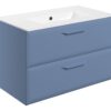 Baldock 815mm Wall Hung 2 Drawer Basin Unit w/1TH Basin - Matt Misty Blue