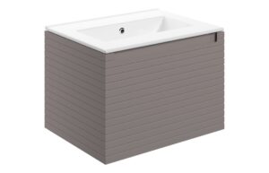 Hatfield 615mm Wall Hung 1 Drawer Basin Unit & 0TH Thin Edge Basin - Matt Taupe