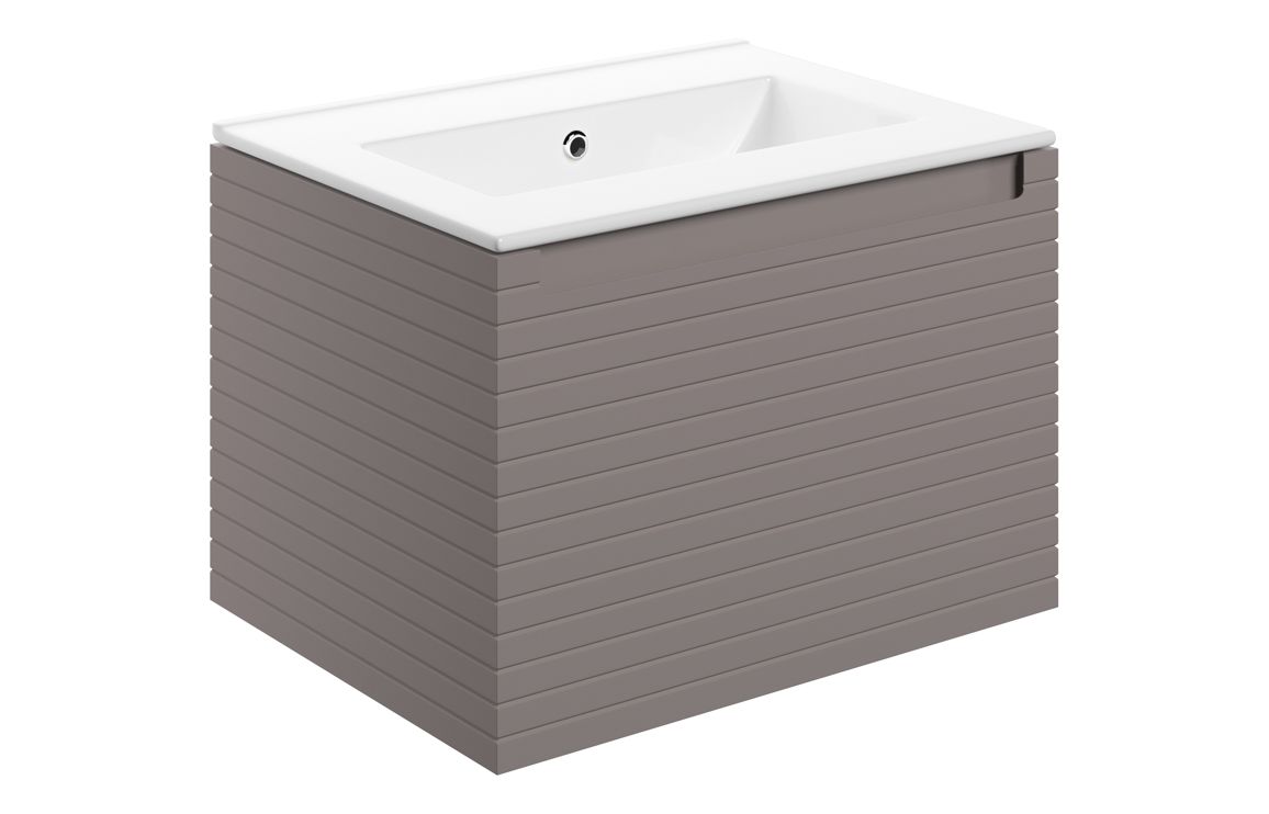 Hatfield 615mm Wall Hung 1 Drawer Basin Unit & 0TH Thin Edge Basin - Matt Taupe