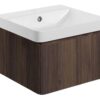 Gosmore 500mm Wall Hung 1 Drawer Basin Unit & 1TH Basin - Textured Walnut