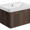 Gosmore 605mm Wall Hung 1 Drawer Basin Unit & 1TH Basin - Textured Walnut