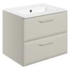 Baldock 615mm Wall Hung 2 Drawer Basin Unit w/0TH Basin - Matt Latte