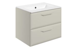 Baldock 615mm Wall Hung 2 Drawer Basin Unit w/0TH Basin - Matt Latte