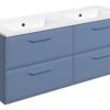 Baldock 1210mm Wall Hung 4 Drawer Basin Unit w/2TH Basin - Matt Misty Blue
