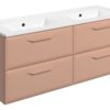 Baldock 1210mm Wall Hung 4 Drawer Basin Unit w/2TH Basin - Matt Apricot