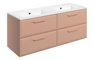 Baldock 1210mm Wall Hung 4 Drawer Basin Unit w/2TH Basin - Matt Apricot