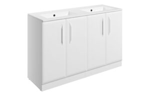 Baldock 1210mm Floor Standing 4 Door Basin Unit w/2TH Basin - Matt White