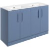Baldock 1210mm Floor Standing 4 Door Basin Unit w/2TH Basin - Matt Misty Blue