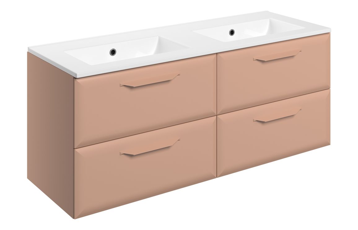 Baldock 1210mm Wall Hung 4 Drawer Basin Unit w/0TH Basin - Matt Apricot