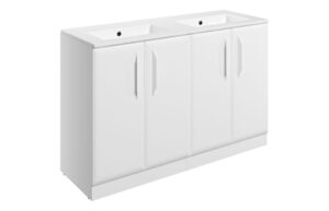 Baldock 1210mm Floor Standing 4 Door Basin Unit w/0TH Basin - Matt White