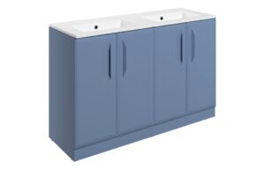 Baldock 1210mm Floor Standing 4 Door Basin Unit w/0TH Basin - Matt Misty Blue