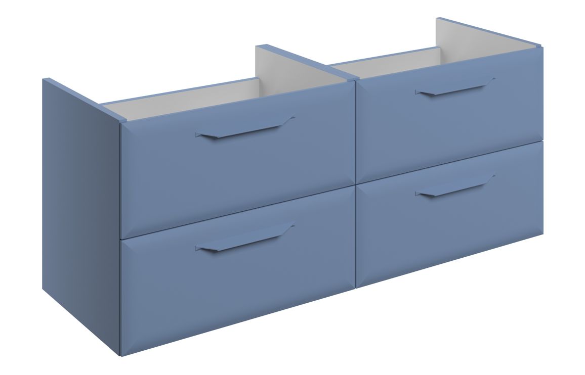 Baldock 1180mm Wall Hung 4 Drawer Basin Unit (No Top) - Matt Misty Blue