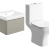 Meredith 500mm Basin Unit & Rimless Close Coupled WC Pack - Matt Latte