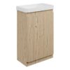 Gosmore 550mm Floor Standing Slim Depth 1 Door Basin Unit & 1TH Basin - Textured Oak
