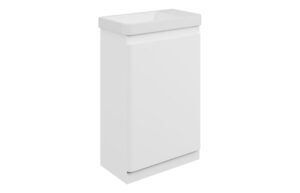 Gosmore 550mm Floor Standing Slim Depth 1 Door Basin Unit & 1TH Basin - Matt White