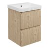 Gosmore 500mm Wall Hung 2 Drawer Basin Unit & 1TH Basin - Textured Oak