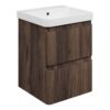 Gosmore 500mm Wall Hung 2 Drawer Basin Unit & 1TH Basin - Textured Walnut