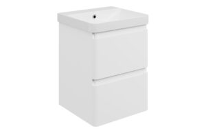 Gosmore 500mm Wall Hung 2 Drawer Basin Unit & 1TH Basin - Matt White