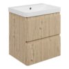 Gosmore 605mm Wall Hung 2 Drawer Basin Unit & 1TH Basin - Textured Oak