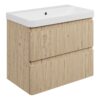 Gosmore 805mm Wall Hung 2 Drawer Basin Unit & 1TH Basin - Textured Oak