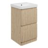 Gosmore 500mm Floor Standing 2 Drawer Basin Unit & 1TH Basin - Textured Oak