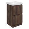 Gosmore 500mm Floor Standing 2 Drawer Basin Unit & 1TH Basin - Textured Walnut