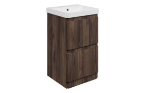 Gosmore 500mm Floor Standing 2 Drawer Basin Unit & 1TH Basin - Textured Walnut
