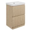 Gosmore 605mm Floor Standing 2 Drawer Basin Unit & 1TH Basin - Textured Oak