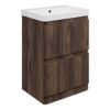 Gosmore 605mm Floor Standing 2 Drawer Basin Unit & 1TH Basin - Textured Walnut